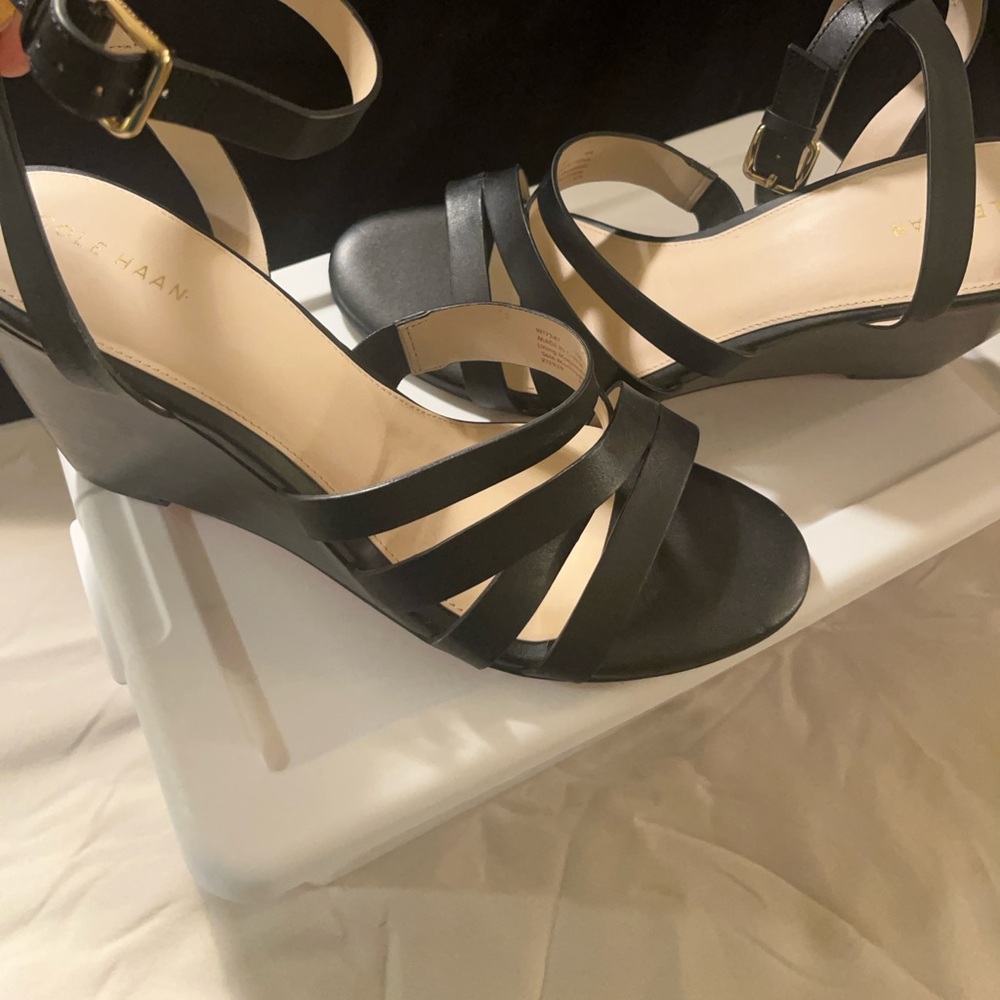 Worn once. Cole Haan wedge strap sandal. Great condition. Not fully broken in